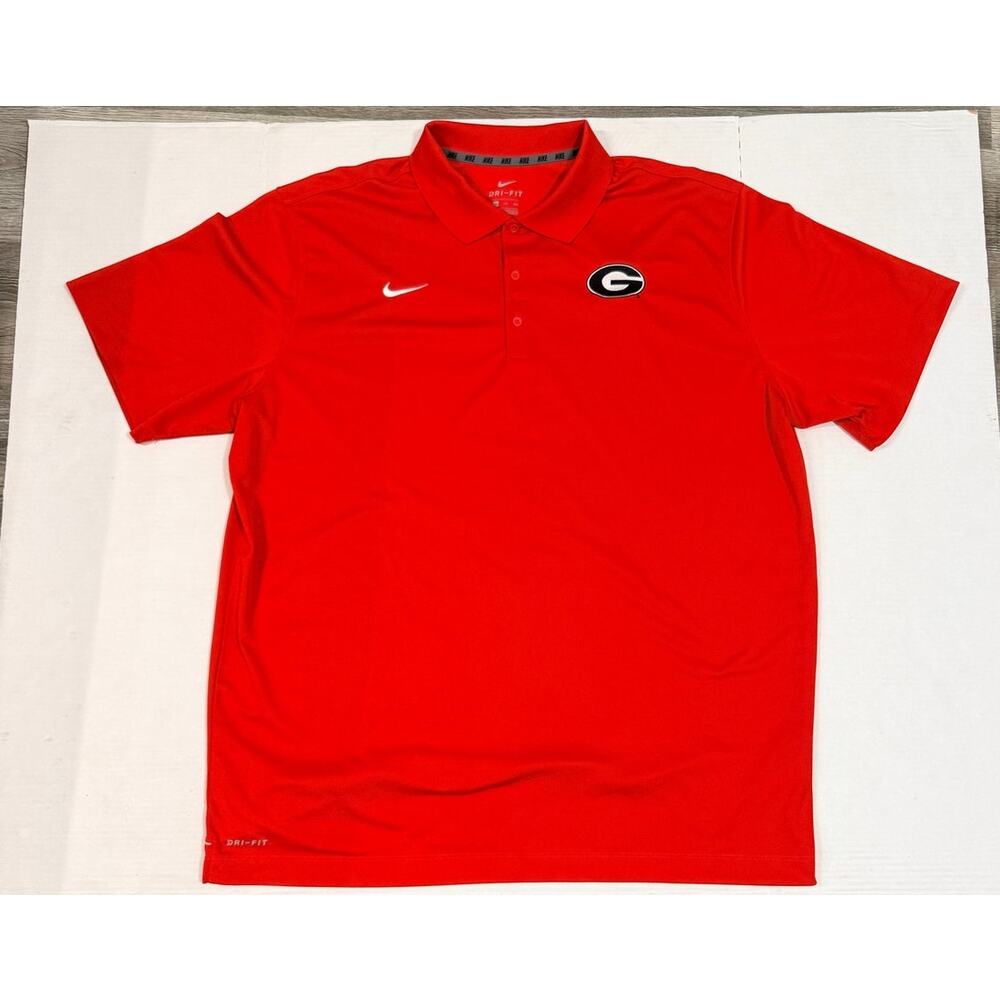 Nike Dri Fit Georgia Bulldogs Polo Shirt Mens XXL Red NCAA UGA